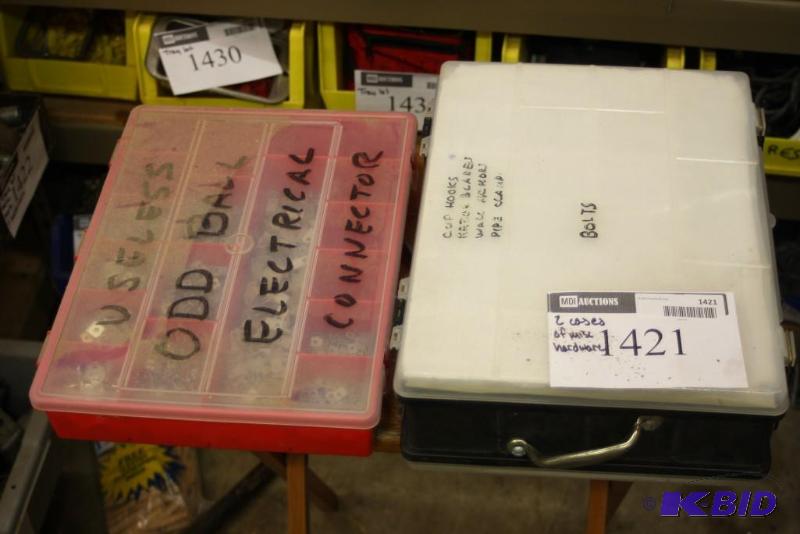 lot 1421 image: Container Lot of (2) Including Plastic Containers Caribiners Bolts Eyelit Bolts And More.