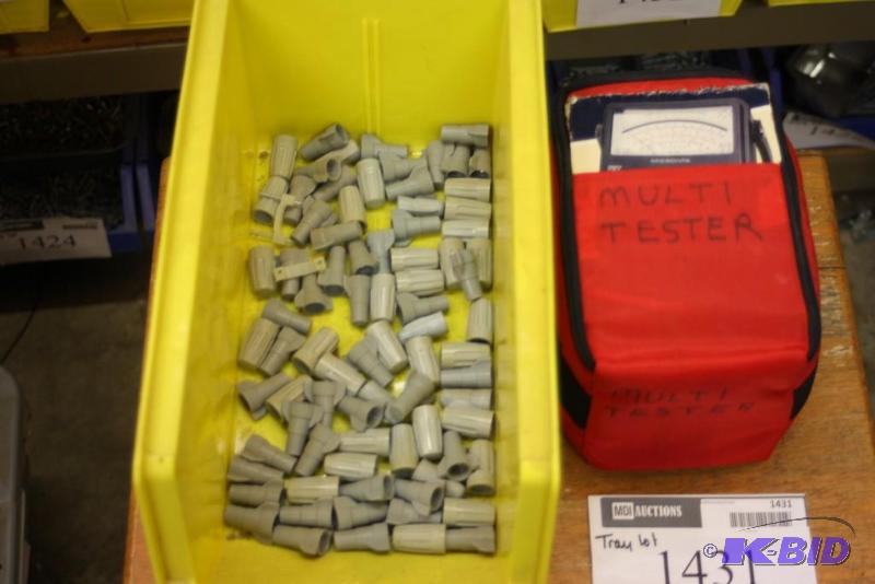 lot 1431 image: Tray Lot Including Miscellaneous Wire Caps Microntra FET Analog Multitester wCase And More.