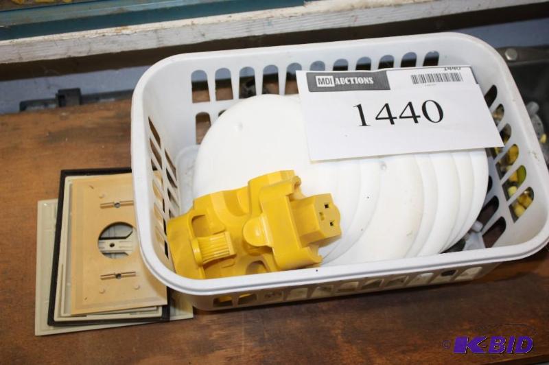 lot 1440 image: Tray Lot INcluding Electrical Outlet Plugins Silicone Core Fire Starters And More.