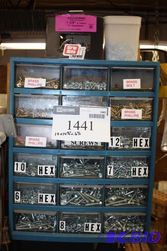 lot 1441 image: Container Lot of Miscellaneous Hardware Incuding Self-Tapping Screws Gold Screws And More.