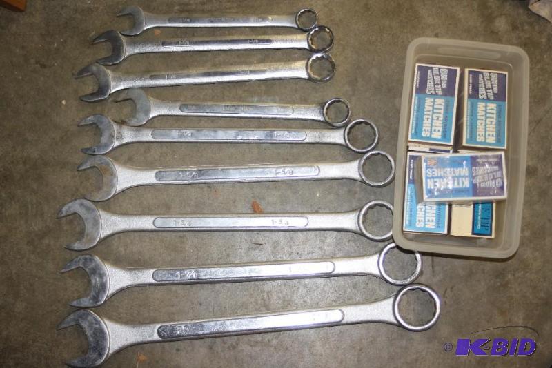 lot 1442 image: Container Lot of Miscellaneous Heavy Duty Wrenches, app. 9 ct Kitchen Matches.