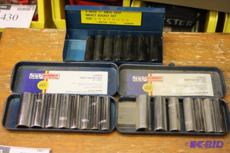lot 1467 image: Case Lot of (3) Deep Socket Impact Drill Bits Includes Cases.