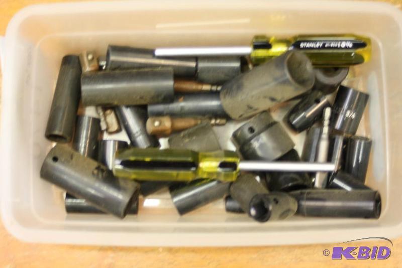 lot 1470 image: Container Lot Deep Socket Impact Drill Bits Socket Drill Bits Screwdriver Includes Container.