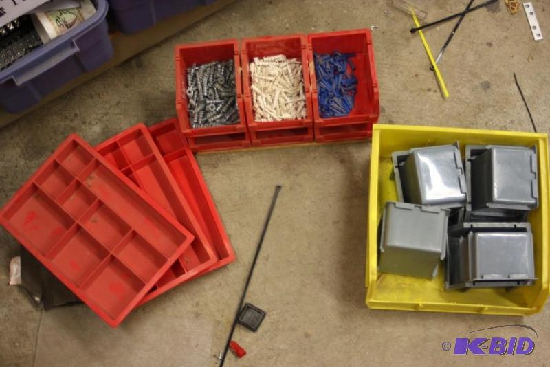 lot 1504 image: Shelf Lot of Various Items Including Screws Storage Containers and More.