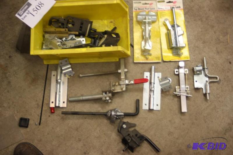 lot 1508 image: Box Lot of Miscellaneous Door Locks Gate Locks Hinges And More.