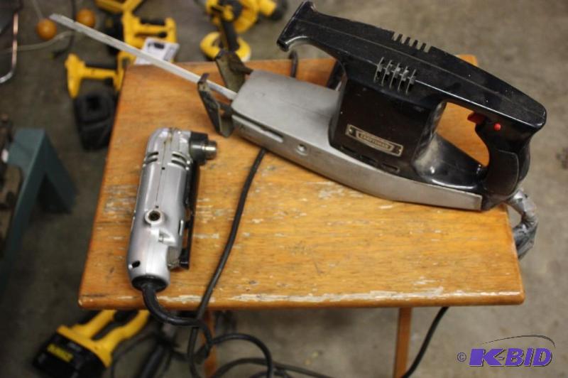 lot 1520 image: Lot of (2) Including Industrial Right Angle Drill Recipro Saw, Variable Speed, Double Insulated.