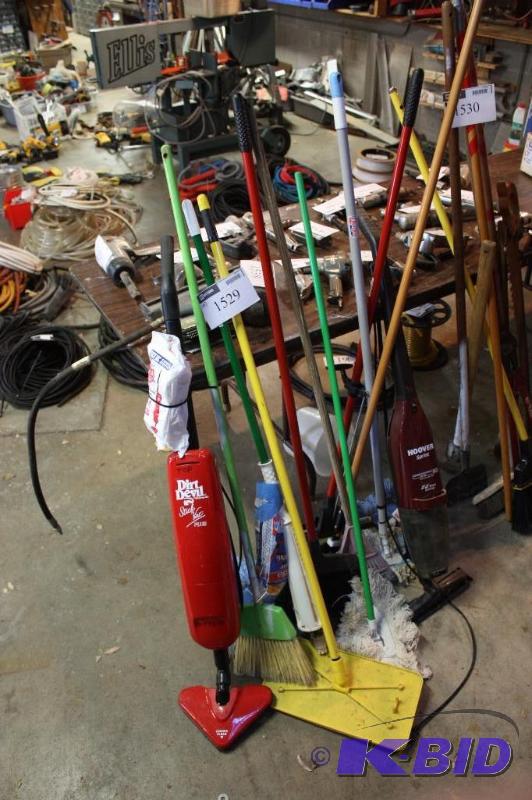lot 1529 image: Lot of (10) Including Broom Duster Mop Dirt Devil Vaccuum And More.