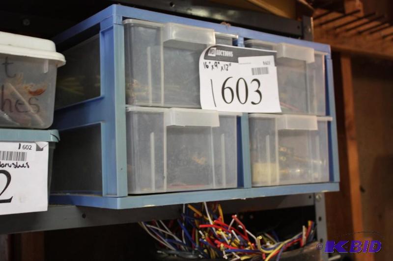 lot 1603 image: Box Lot of Miscellaneous Electrical Hardware 16 x 9 x 12.