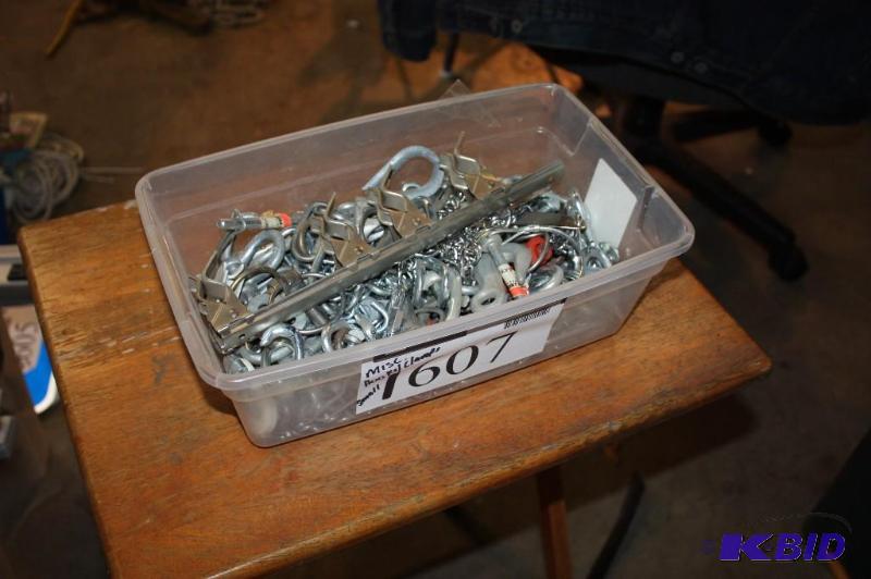 lot 1607 image: Box Lot of Small Metal Clamps and Hooks.