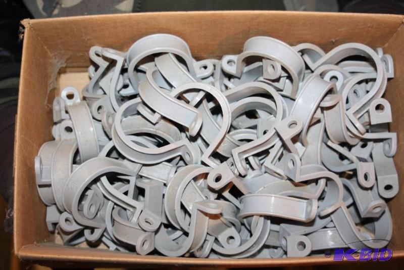 lot 1619 image: Box Lot of Conduit Hangers Wire Hangers Pole Hangers.
