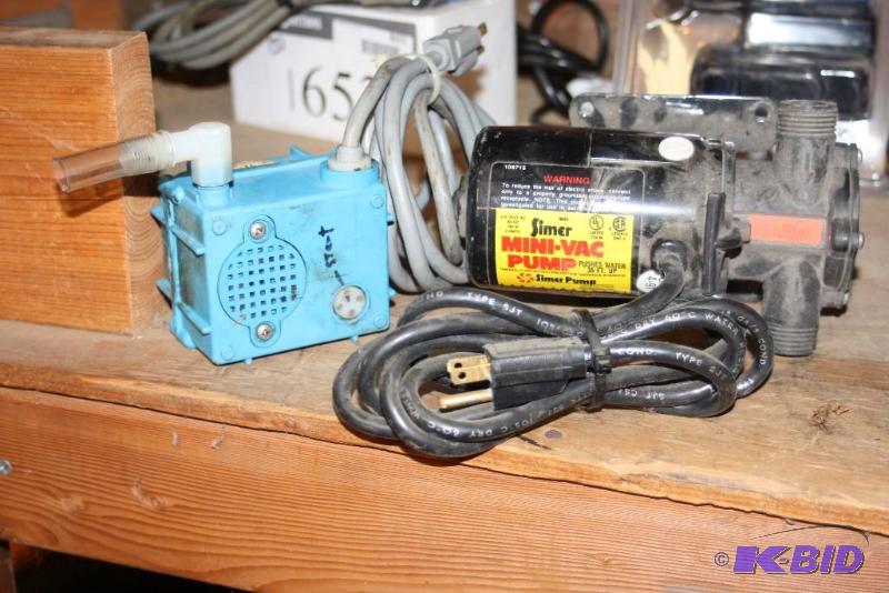 lot 1652 image: Lot of (2) Simer Mini-Vac Pump Water Pump, Model PPAAA.