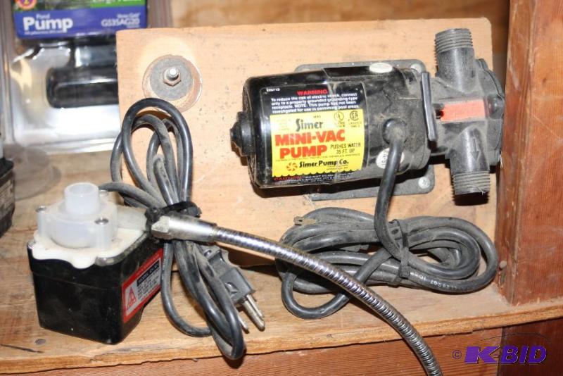 lot 1656 image: Lot of (2) Simer Mini-Vac Pump Parts Washer Pump, Model CK-101, Volt 100-120.