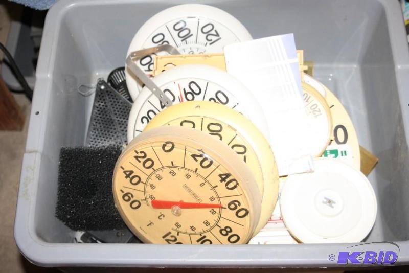 lot 1659 image: Box Lot of Various Items Including Thermometers and More.