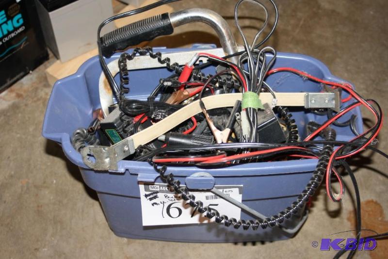 lot 1675 image: Container Lot of Miscellaneous Cords, Cables, Plug-Ins, And More.