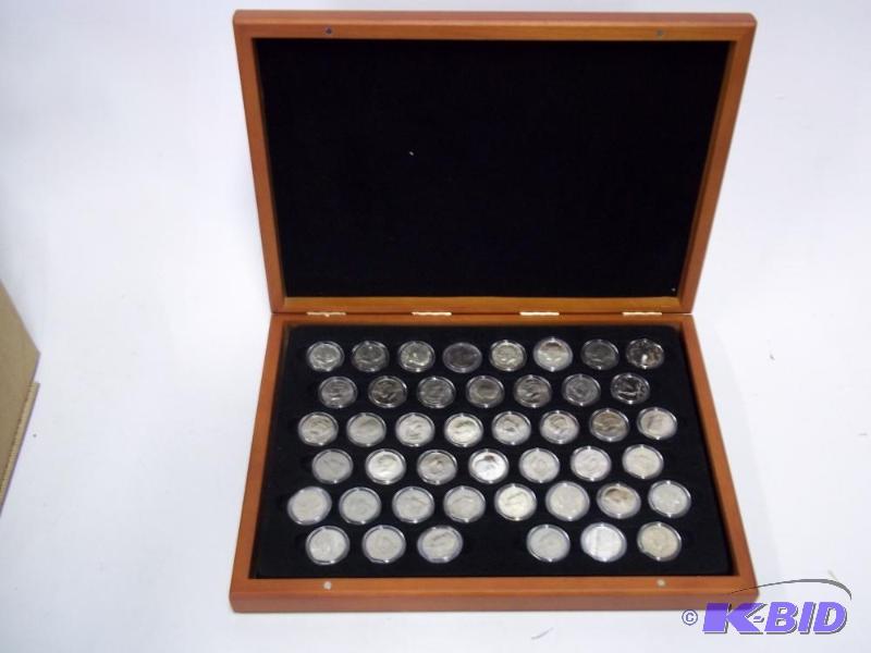 44 Kennedy Half Dollars Collection with wood ...