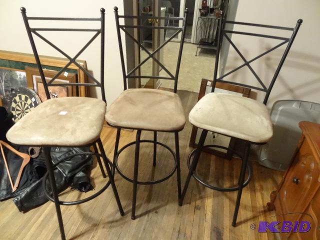 3 metal swivel stools. 29&quot seat height....