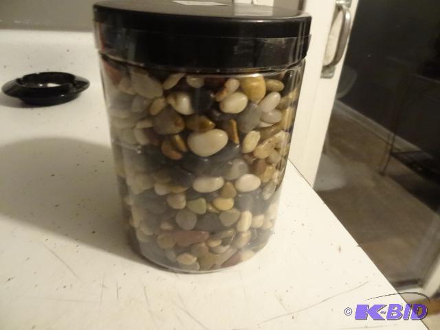 Jar full of small polished stones...