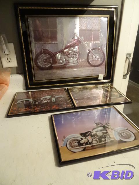 4 motorcycle pics in frames...