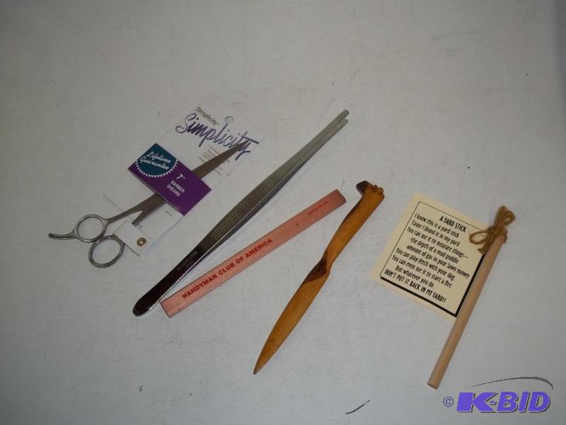 Barber scissors, tweezers, Carpenter pencil, ...