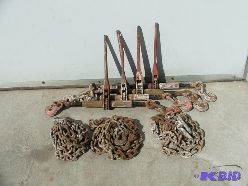 lot 35 image: 4 ratchet binders and 3 - 10 grade 70 chains...