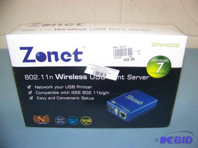 lot 73 image: Zonet, Wireless, USB Print Server - BRAND NEW in sealed box