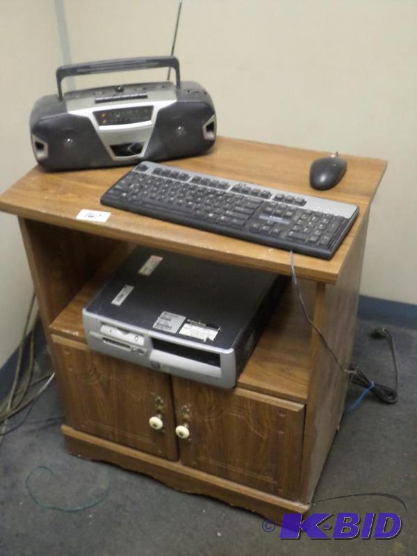 lot 167 image: Lot Of (1) Wooden Cabinet With Computer Set ...