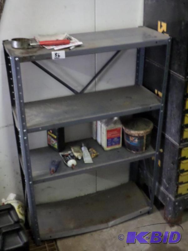 lot 86 image: 4-Level Steel Shelf Unit With Misc Contents...