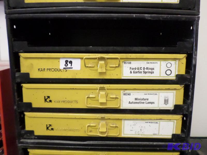 lot 89 image: 3-Drawer Parts Bin Full Of Misc AC O-Rings, ...