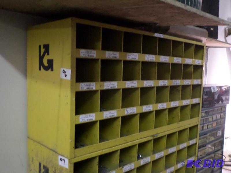 lot 96 image: 32-Place Steel Parts Bin Full Of Various Wash...