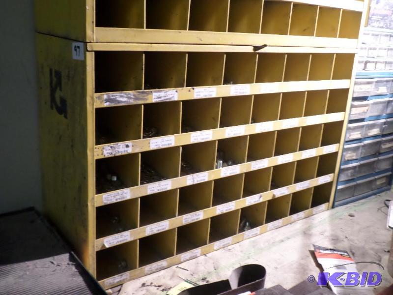 lot 97 image: 32-Place Steel Parts Bin Full Of Various Wash...