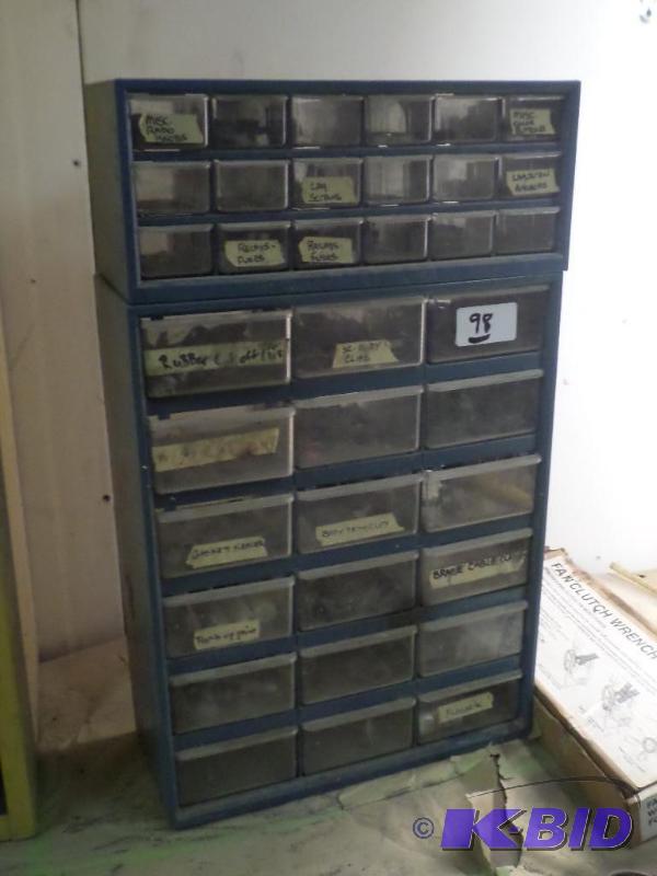 lot 98 image: Plastic Parts Bin Full Of Misc Hardware...