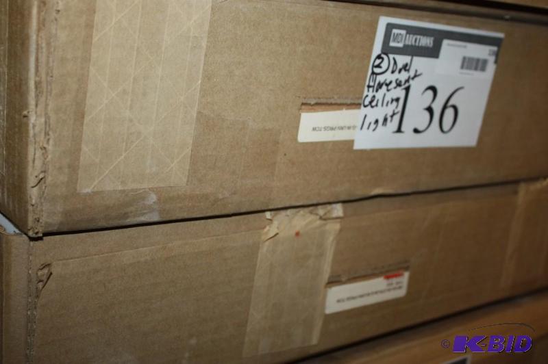 Lot of (2) Dual Fluorescent Ceiling Lights Max 32W Type T8 Lamps White.