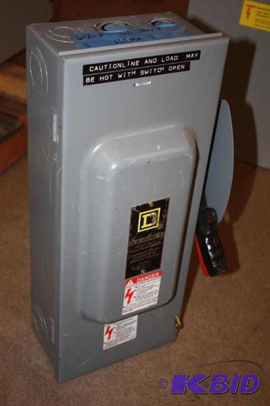 Square D Heavy Duty Enclosed Switch 100A 600ACV 10 x 21.