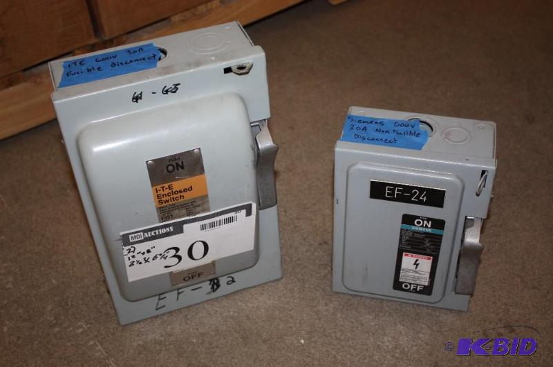 Lot of (2) Including Siemens Enclosed Switch, Heavy Duty Siemens I-T-E- Enclosed Switch.