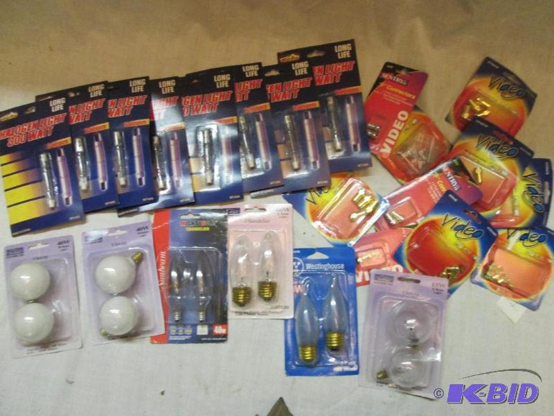 lot 160 image: lot of Mallogen 300 watt, light bulbs, and Vi...