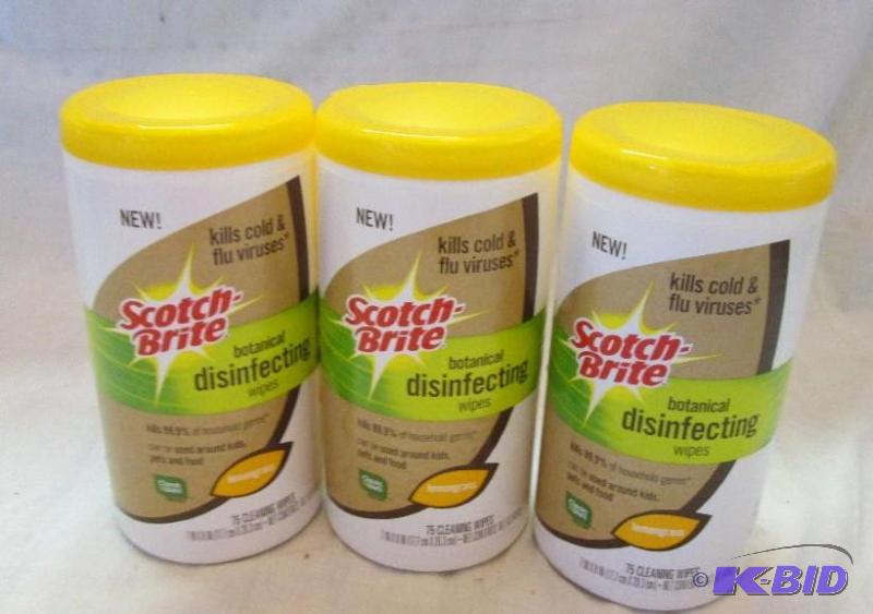 lot 213 image: scotch brite cleaning wipes 3 containers...