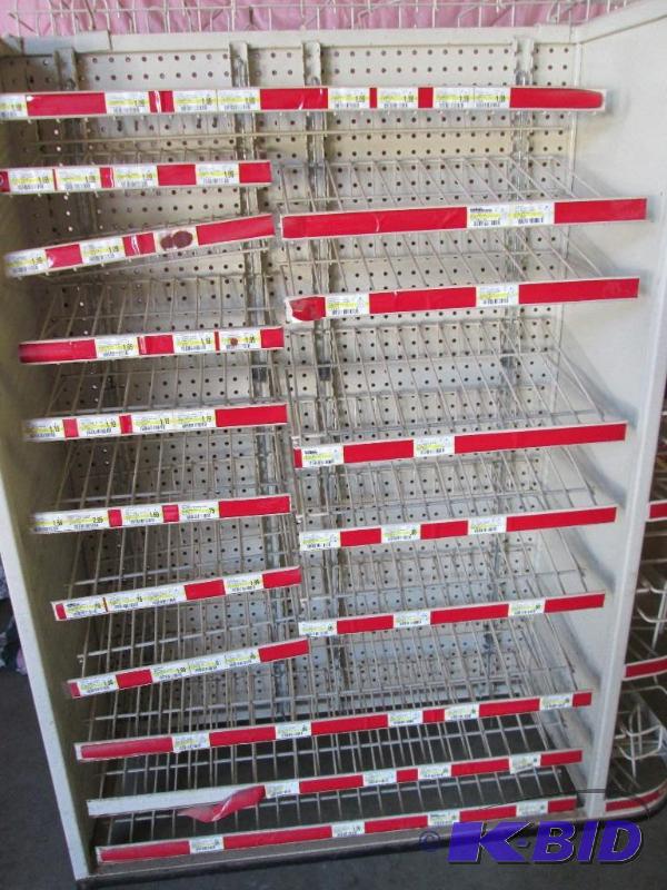 lot 239 image: commercial shelf or magizine rack with peg bo...