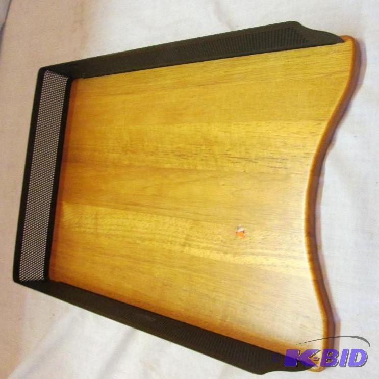 lot 256 image: wood file tray with metal sides...