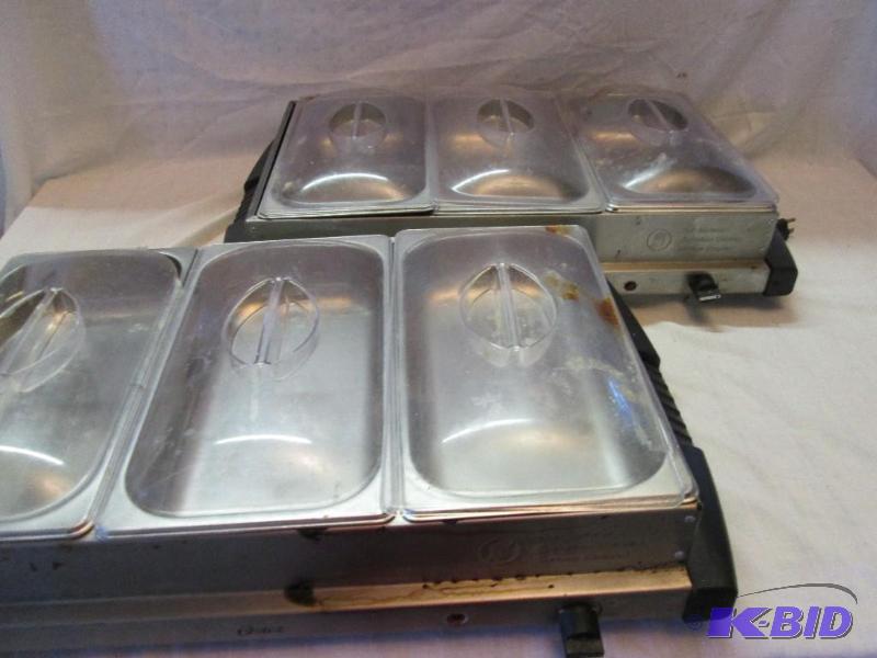 lot 295 image: 2 oster 3 compartment serving warmers- used c...