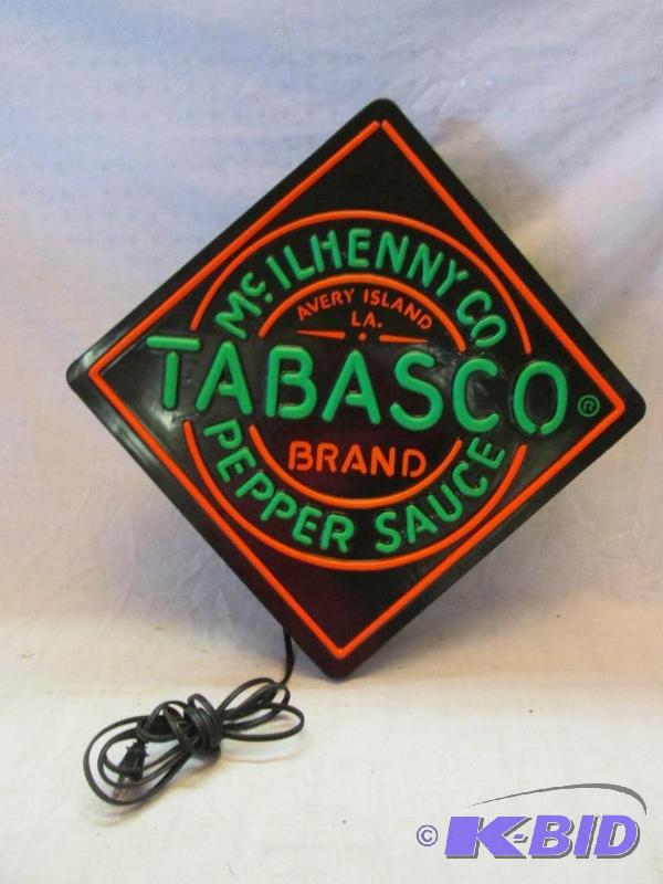 lot 40 image: lighted Tabasco sign looks neon when lit, 17...