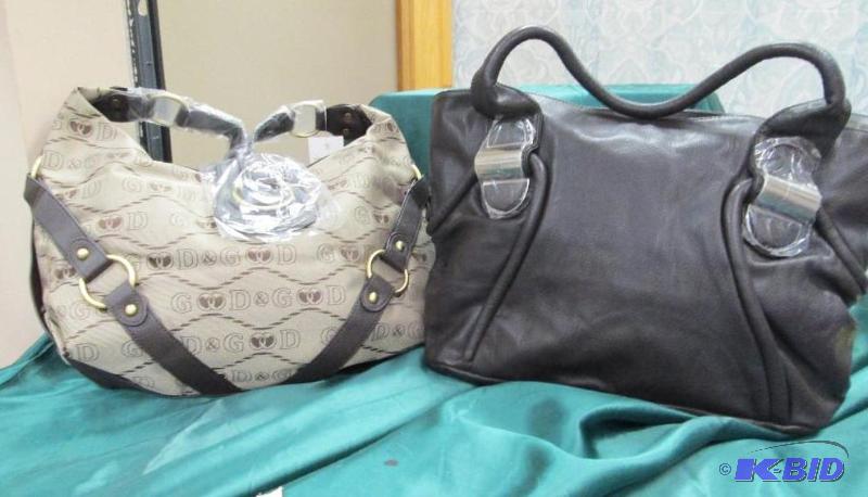 lot 409 image: Qty 2 Purses Govali Dark brown and brown and ...