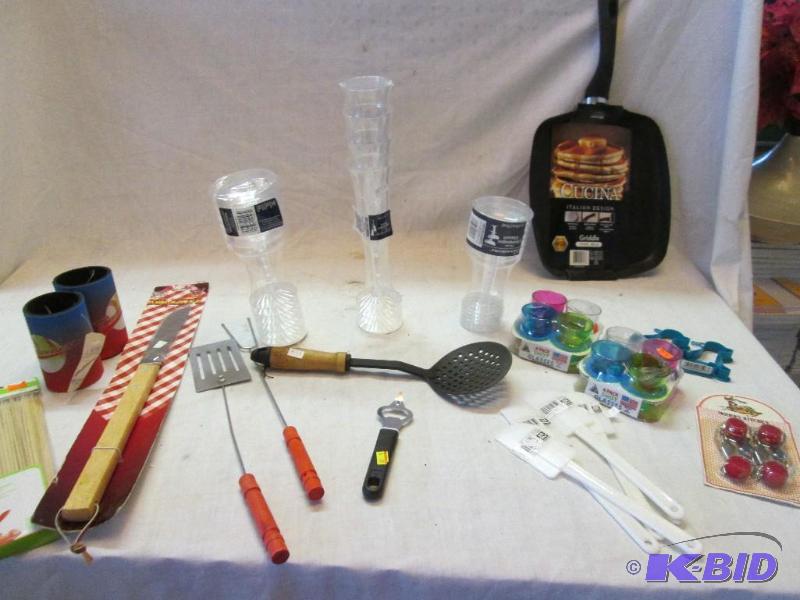 lot 56 image: mixed lot of colored shot glasses, wine glass...