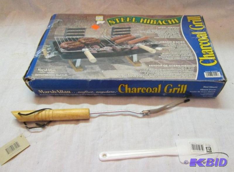 lot 62 image: steel hibachi charcoal grill with barbque for...