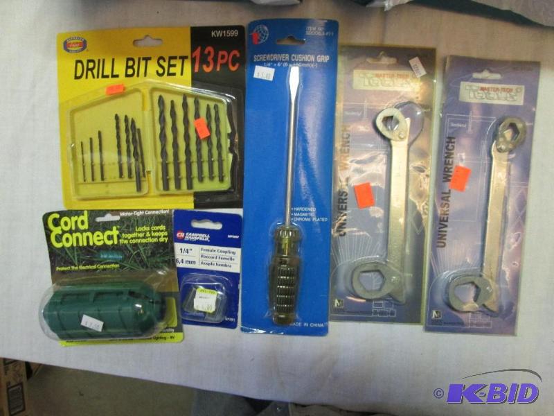 lot 95 image: mixed tool lot of 13 pc drill bit set, cord c...