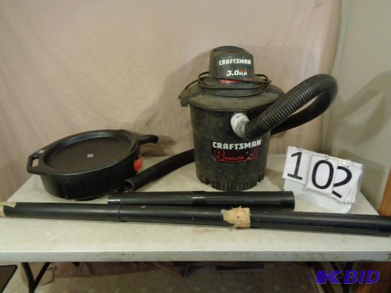 lot 102 image: Craftsman 8 Gallon 3 HP Shop Vac (tested and ...