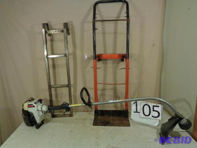 lot 105 image: Ryobi Gas Powered Weed Whacker-Missing gas ca...