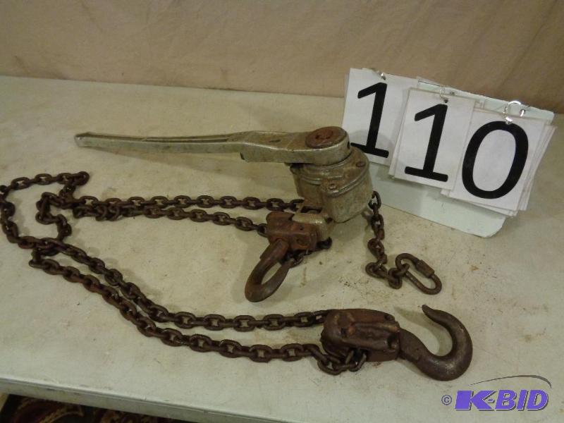lot 110 image: 12 Ton Aluminum Chain Hoist Made by Coffing....