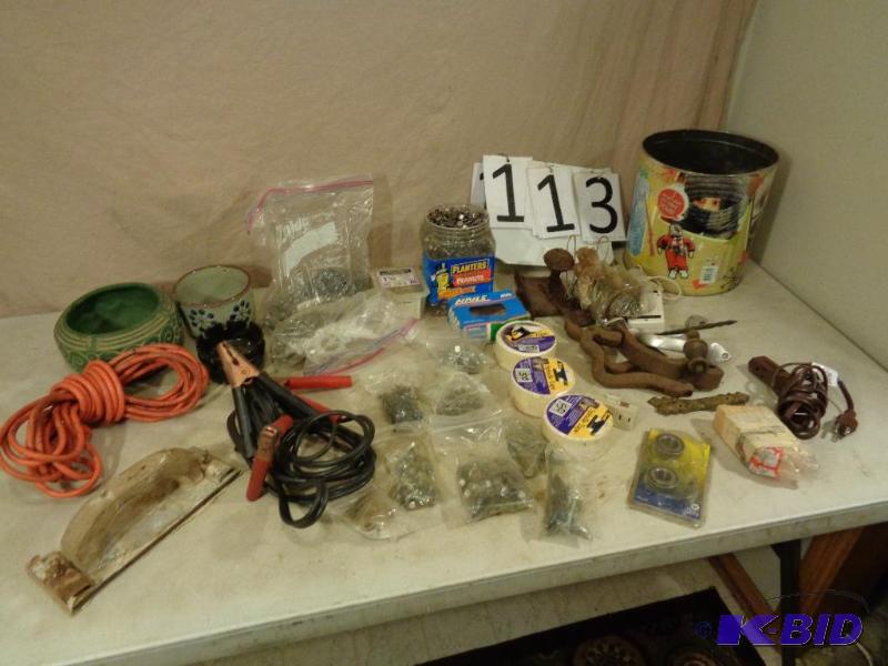 lot 113 image: Nails, Old Railroad Pieces, Fasteners, Hardwa...