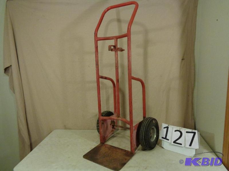 lot 127 image: 2 Wheel Dolly with Clip to Haul Barrels. Tire...