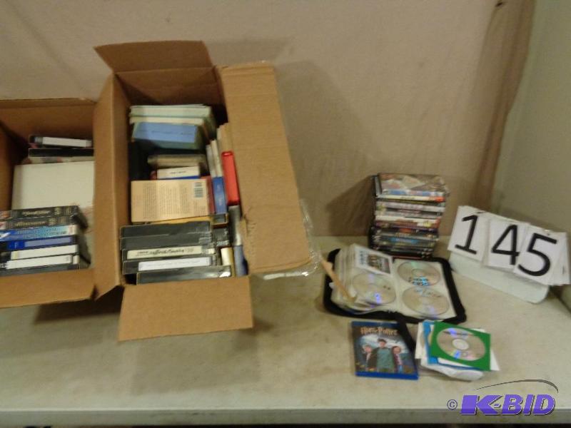 lot 145 image: Lot of Assorted DVDs, Blu Ray, CDs, VHS, and ...